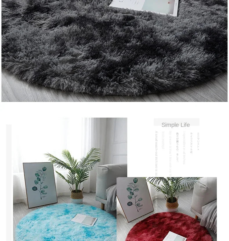 Ultra Soft Plush Round Rug Mat - Fluffy White Carpet for Living Room