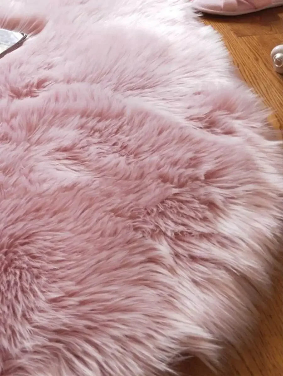 1PC Soft Faux Fur Rug White Fluffy Area Rug For Living Room
