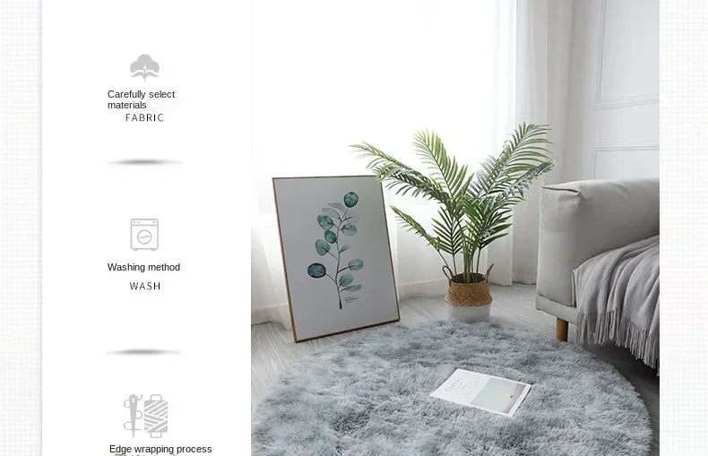 Ultra Soft Plush Round Rug Mat - Fluffy White Carpet for Living Room