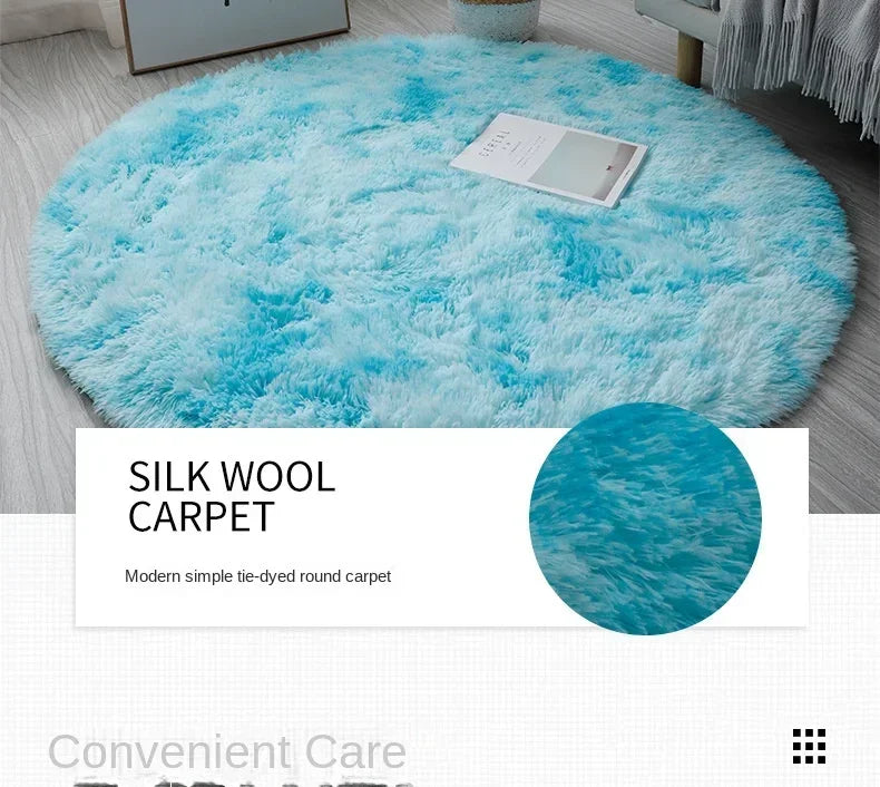 Ultra Soft Plush Round Rug Mat - Fluffy White Carpet for Living Room