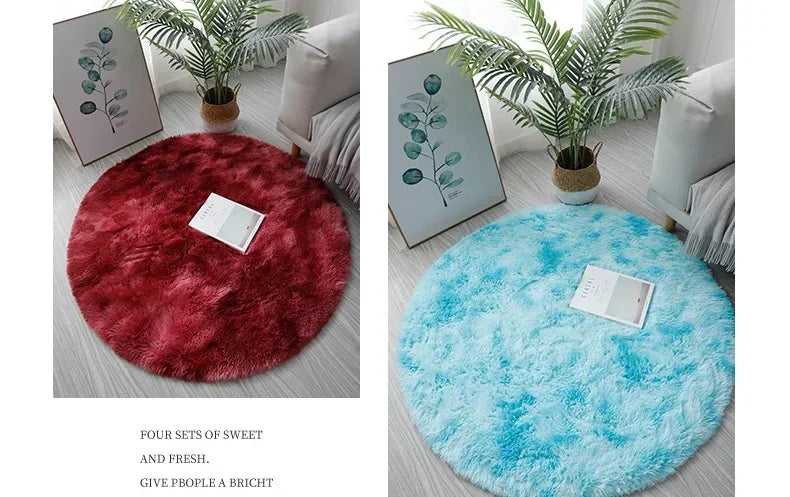 Ultra Soft Plush Round Rug Mat - Fluffy White Carpet for Living Room