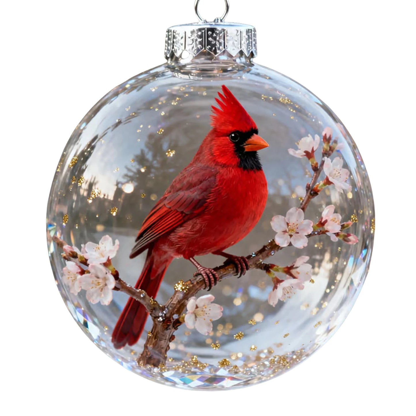 Nature's Birds Crystal Glass Ornament Set Clear Christmas Balls Xmas Tree Hanging Pendant for Holiday Christmas Party Home Decor