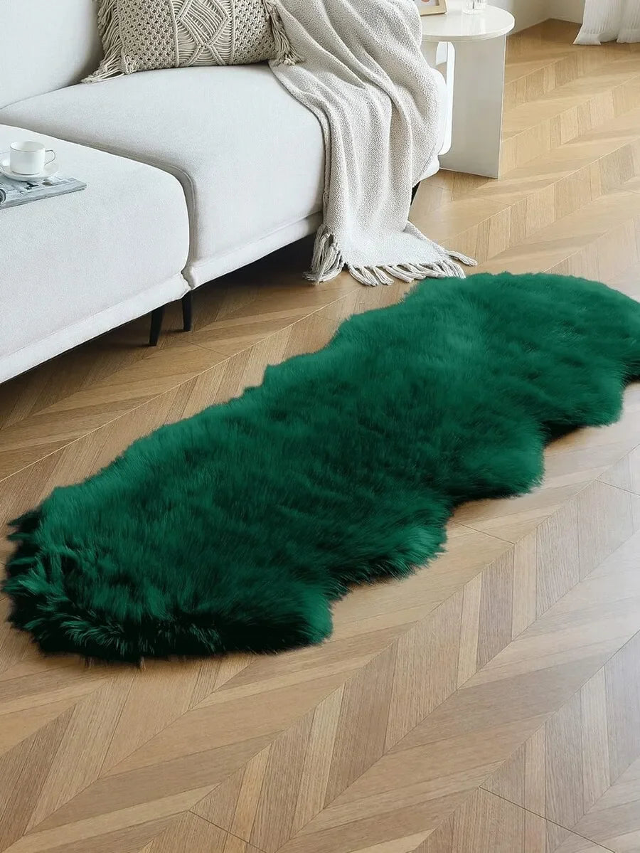 1PC Soft Faux Fur Rug White Fluffy Area Rug For Living Room