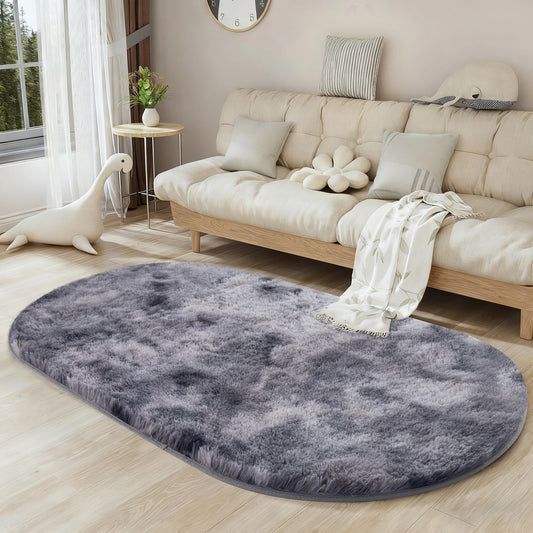 Fluffy Oval Rug Carpets for Living Room Home Decoration Warm Floor Mat