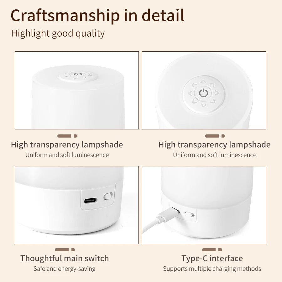Remote Control Switch Rechargeable Three Colors Lights Night Lamp