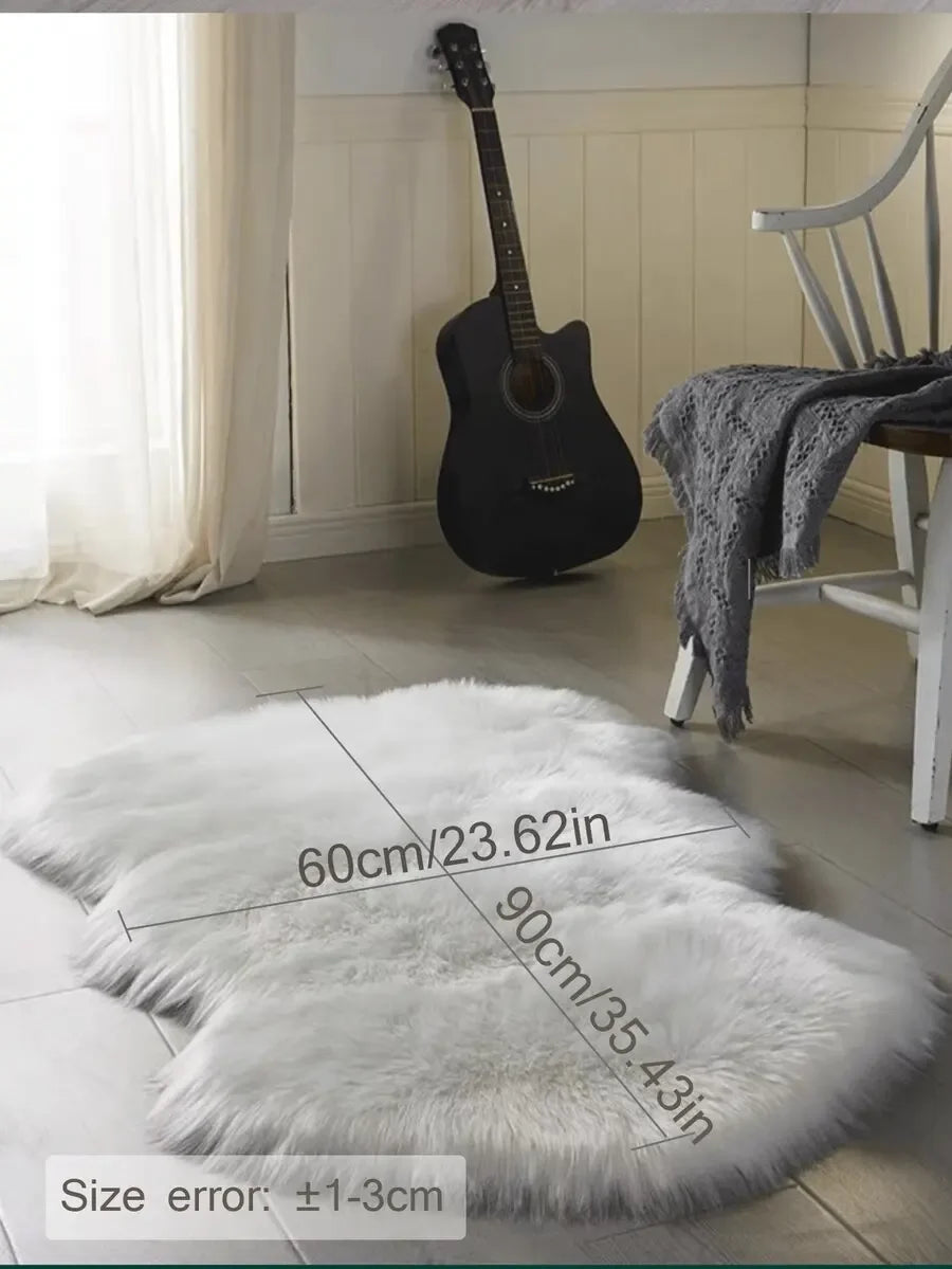 1PC Soft Faux Fur Rug White Fluffy Area Rug For Living Room