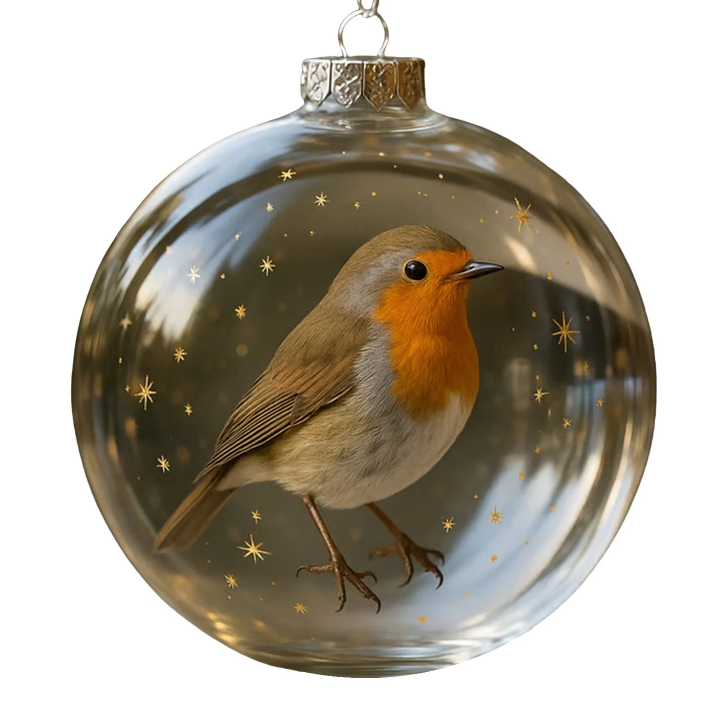 Nature's Birds Crystal Glass Ornament Set Clear Christmas Balls Xmas Tree Hanging Pendant for Holiday Christmas Party Home Decor