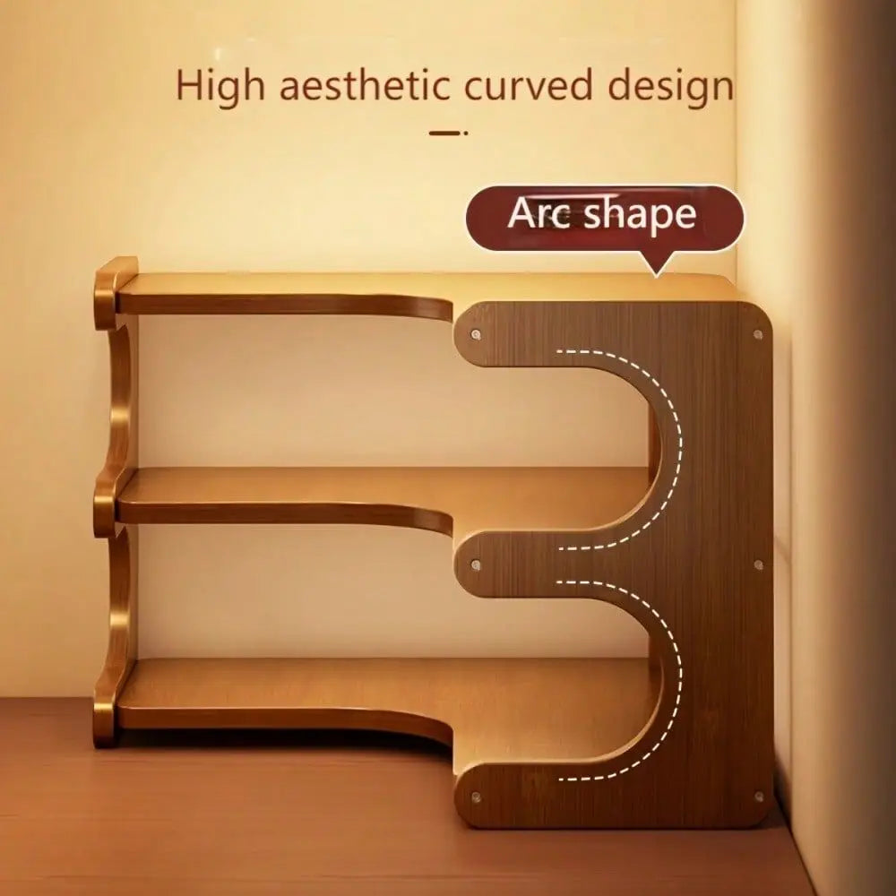 MultiTier Bamboo Corner Desk Shelf Natural Wood Rectangular Corner Organizer For Plants, Books Stationery SpaceSaving Desktop S