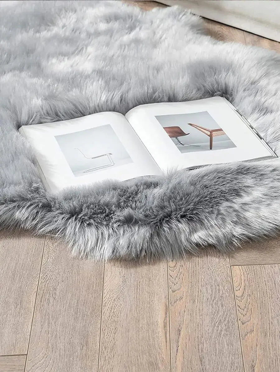 1PC Soft Faux Fur Rug White Fluffy Area Rug For Living Room