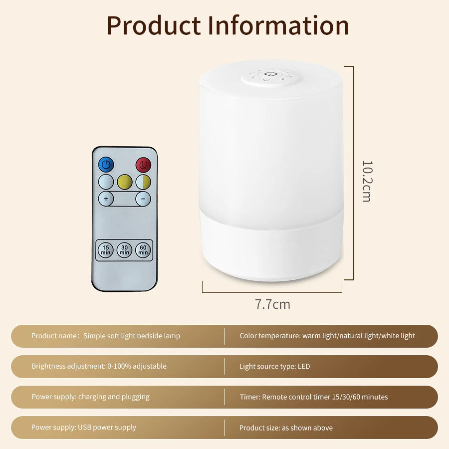 Remote Control Switch Rechargeable Three Colors Lights Night Lamp