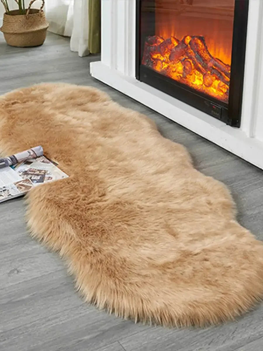 1PC Soft Faux Fur Rug White Fluffy Area Rug For Living Room