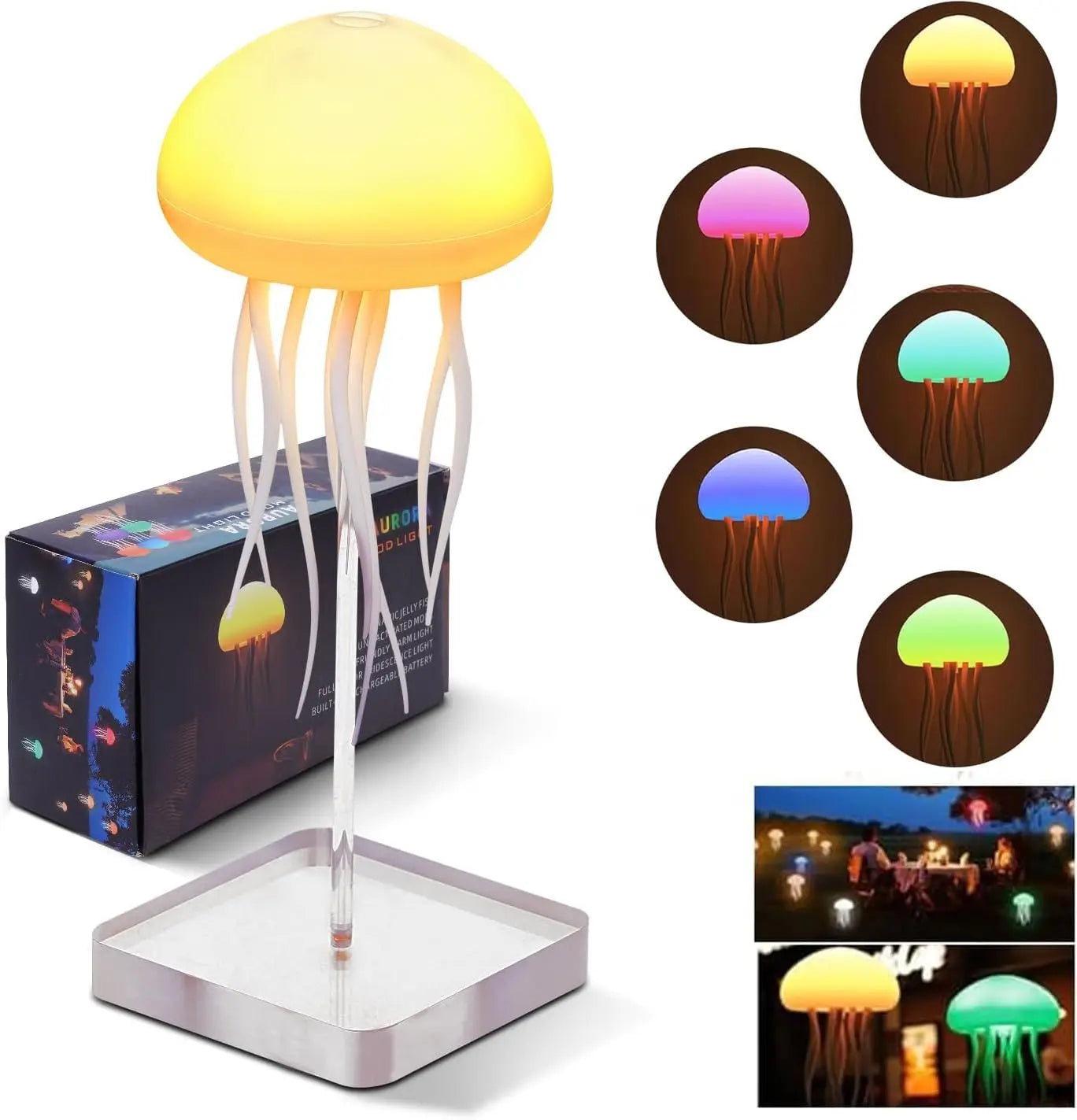 Bionic Jellyfish LED Night Lights USB Rechargeable with Remote Touch Control