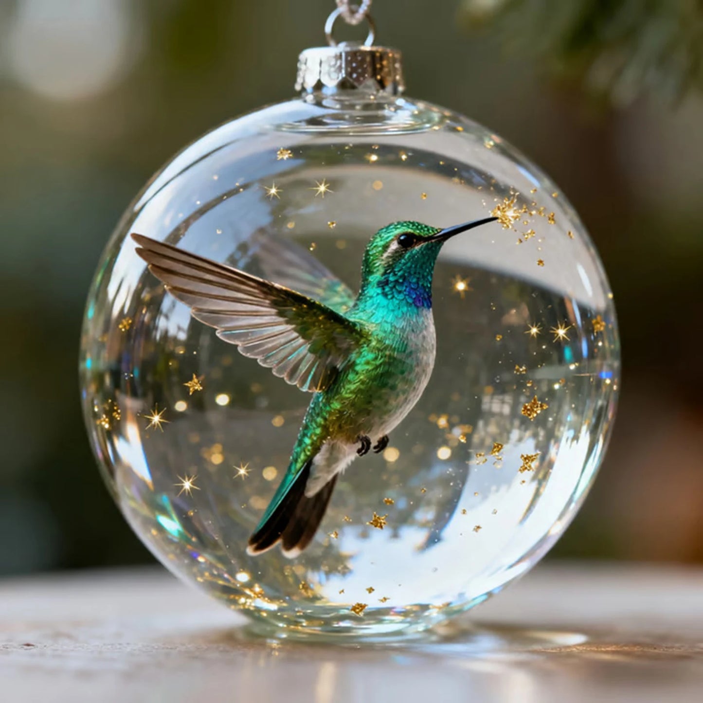 Nature's Birds Crystal Glass Ornament Set Clear Christmas Balls Xmas Tree Hanging Pendant for Holiday Christmas Party Home Decor