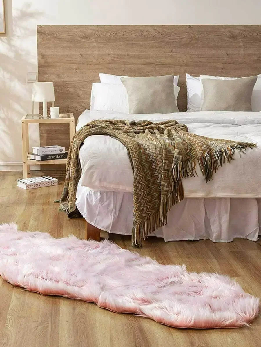 1PC Soft Faux Fur Rug White Fluffy Area Rug For Living Room