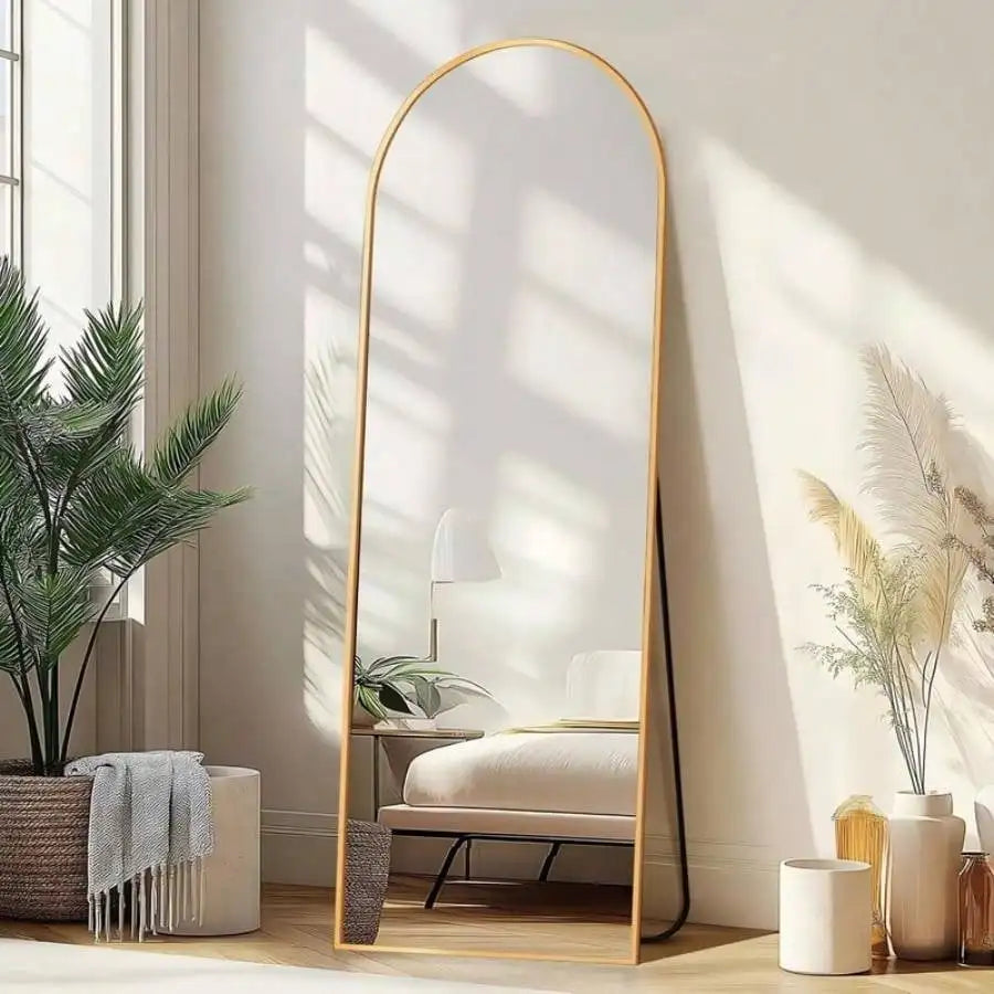 Arched Full Length Mirror Floor Mirror Wall Mounted Gold