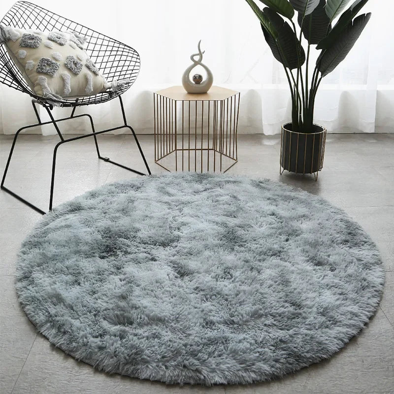 Ultra Soft Plush Round Rug Mat - Fluffy White Carpet for Living Room