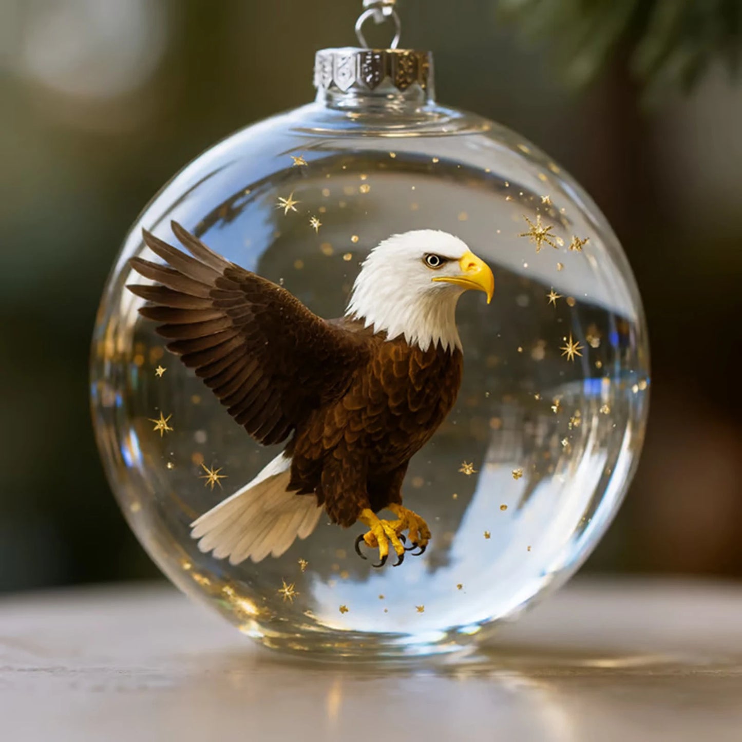 Nature's Birds Crystal Glass Ornament Set Clear Christmas Balls Xmas Tree Hanging Pendant for Holiday Christmas Party Home Decor