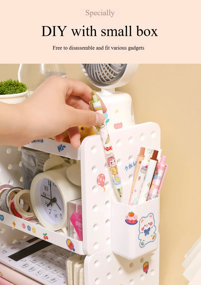 Multi-functional 3-tier Desktop Organizer, Desktop Shelf, Hole Board