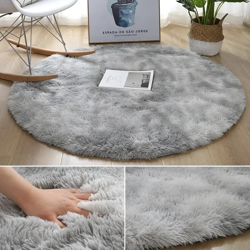 Ultra Soft Plush Round Rug Mat - Fluffy White Carpet for Living Room
