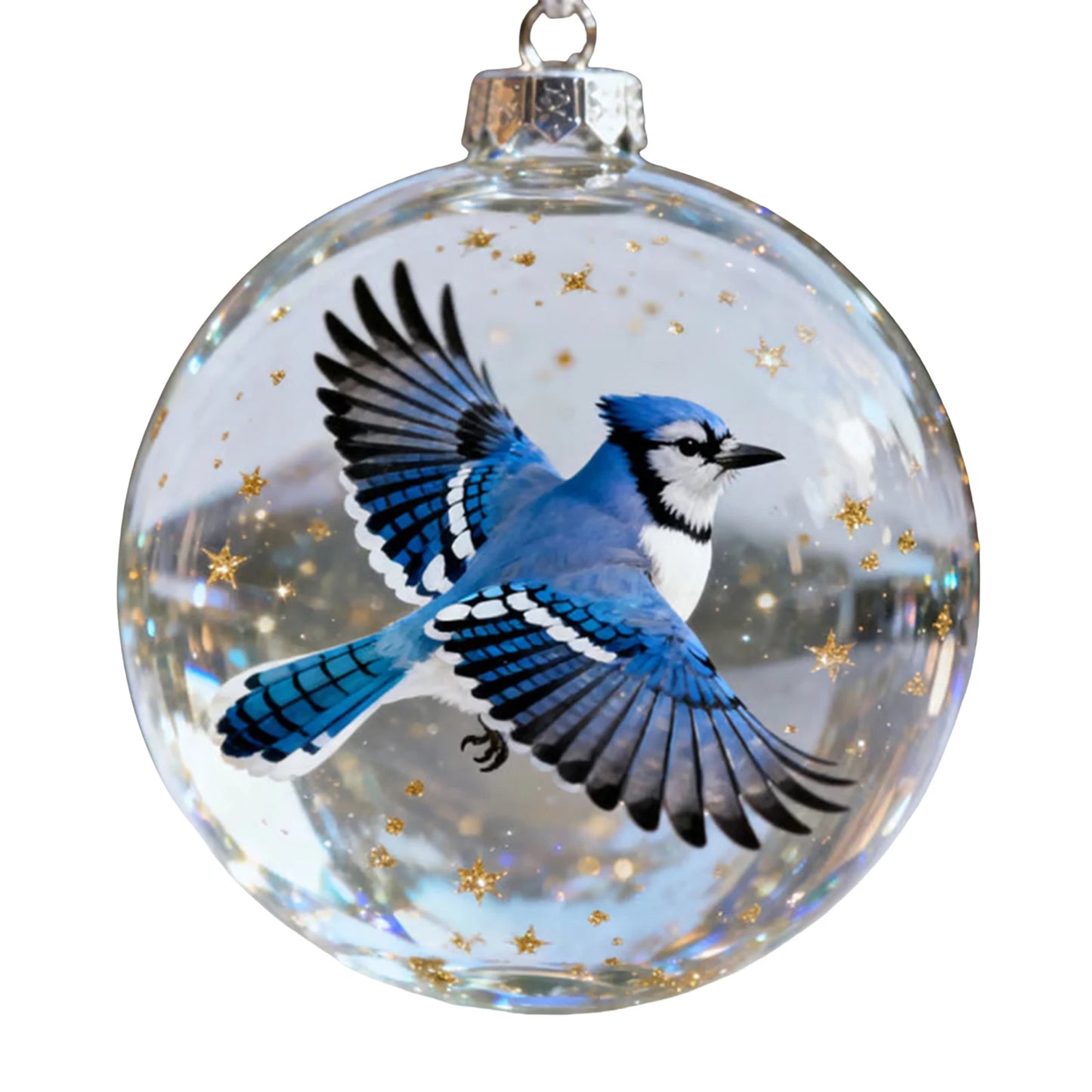 Nature's Birds Crystal Glass Ornament Set Clear Christmas Balls Xmas Tree Hanging Pendant for Holiday Christmas Party Home Decor