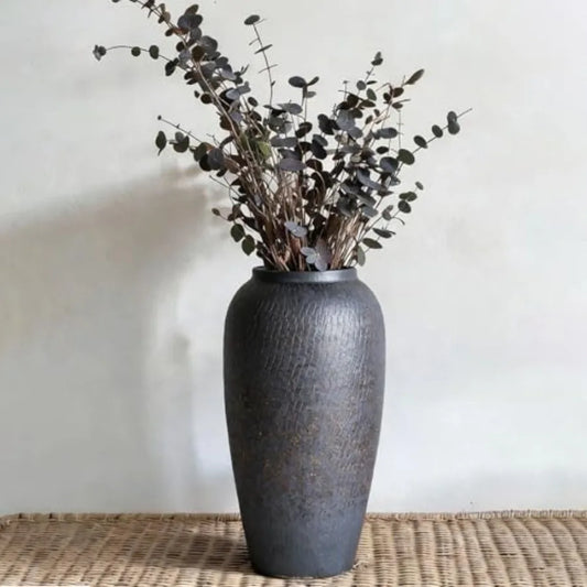 Rustic Ceramic Vase 13.8" Large Ceramic Vase for Home Decor, Modern Terracotta Floor Vase for Living Room, Entryway, Kitchen, V