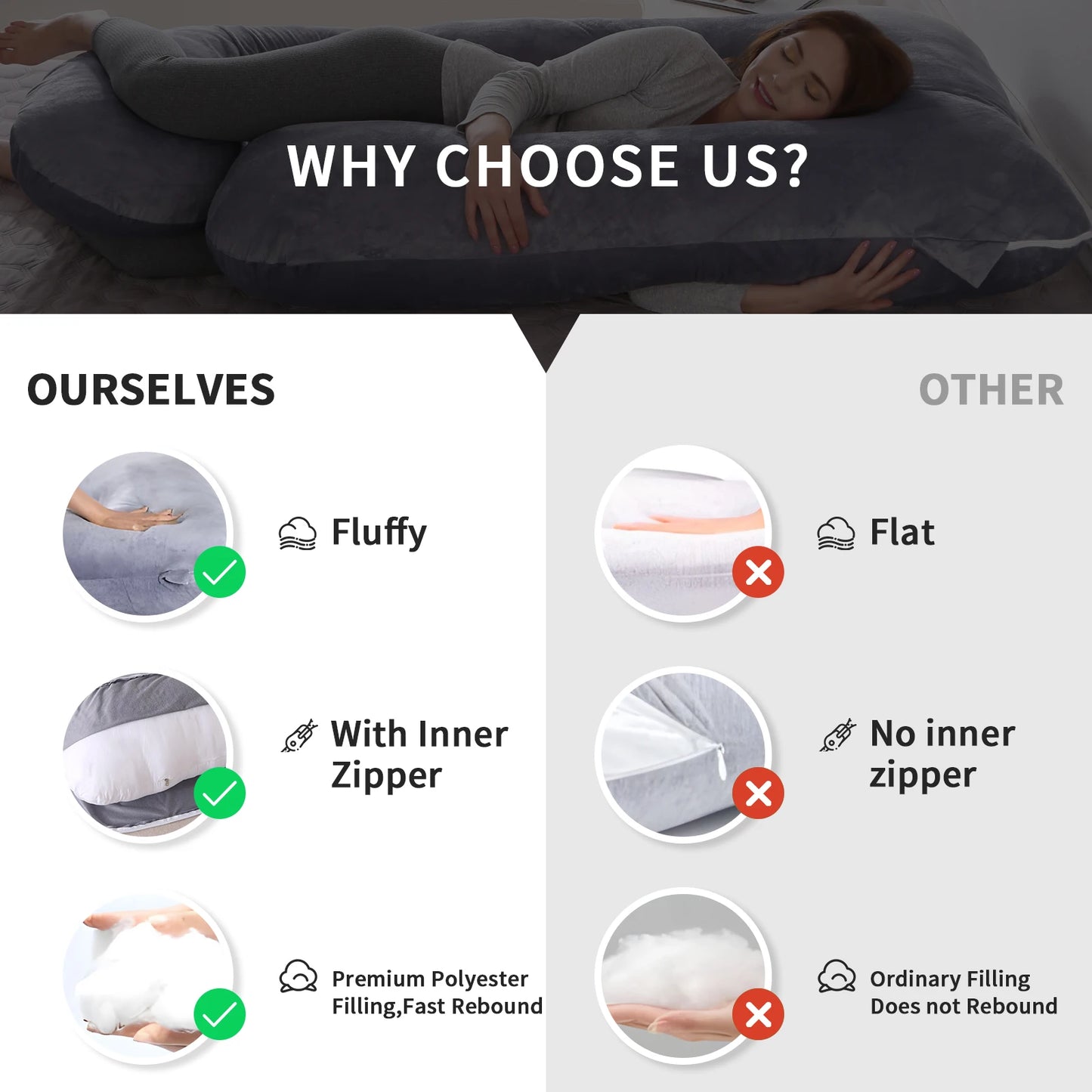 G Shaped Full Body Maternity Pillow ! Cover Original Cuddle Body Pillow