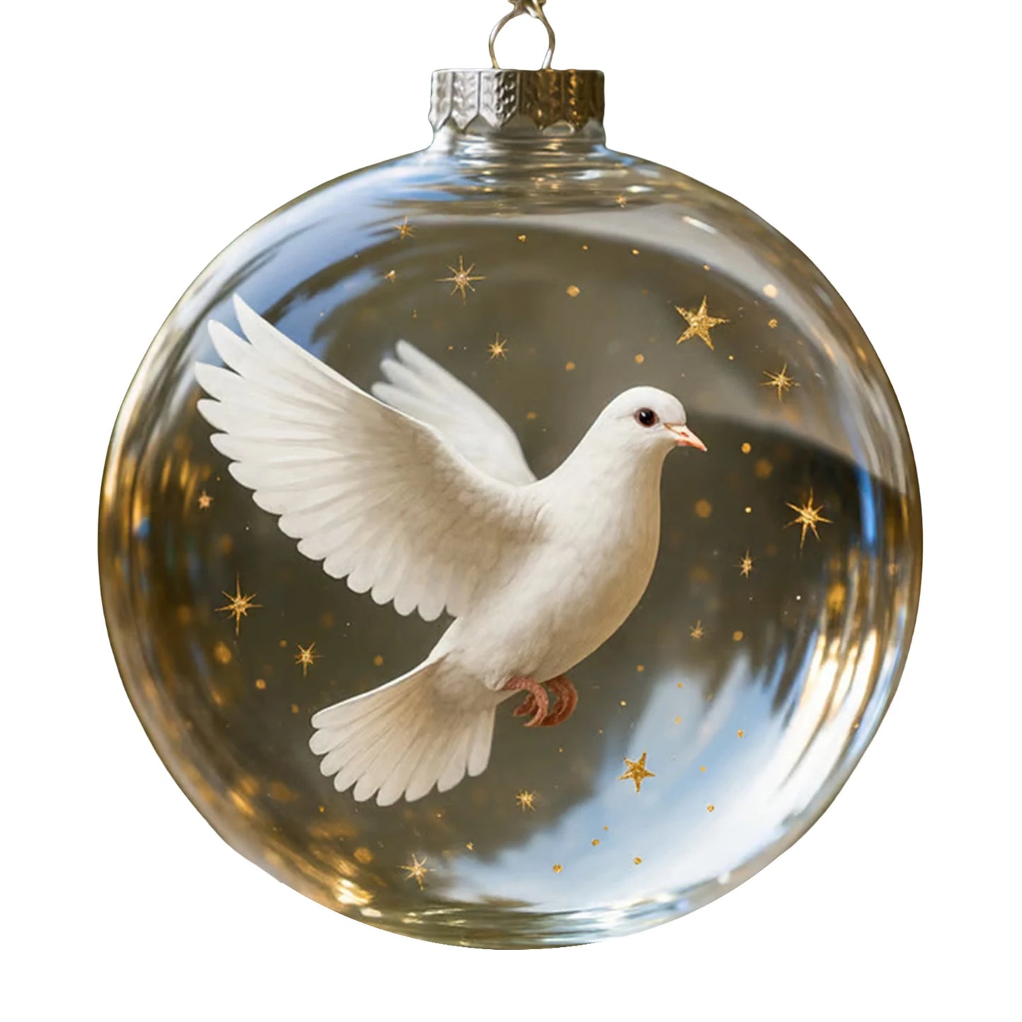 Nature's Birds Crystal Glass Ornament Set Clear Christmas Balls Xmas Tree Hanging Pendant for Holiday Christmas Party Home Decor