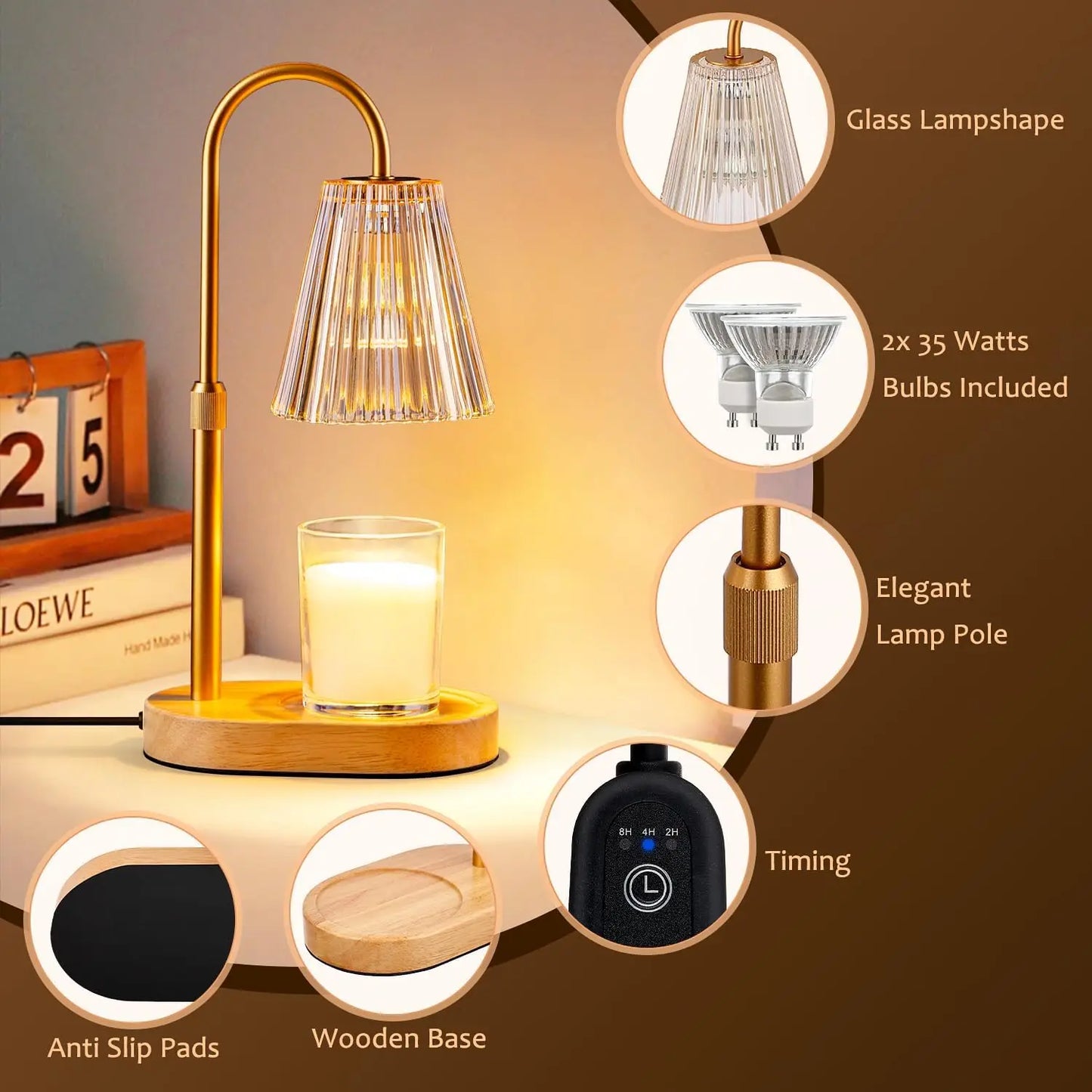 Adjustable Candle Warmer Lamp with Timer