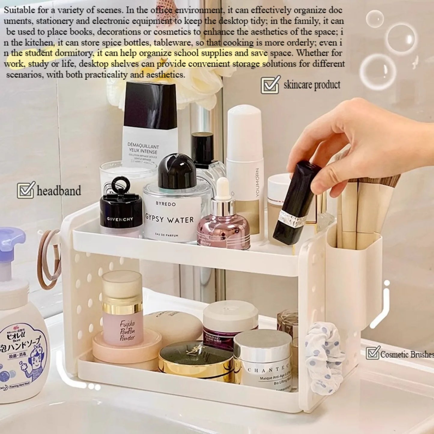 Multi-functional 3-tier Desktop Organizer, Desktop Shelf, Hole Board