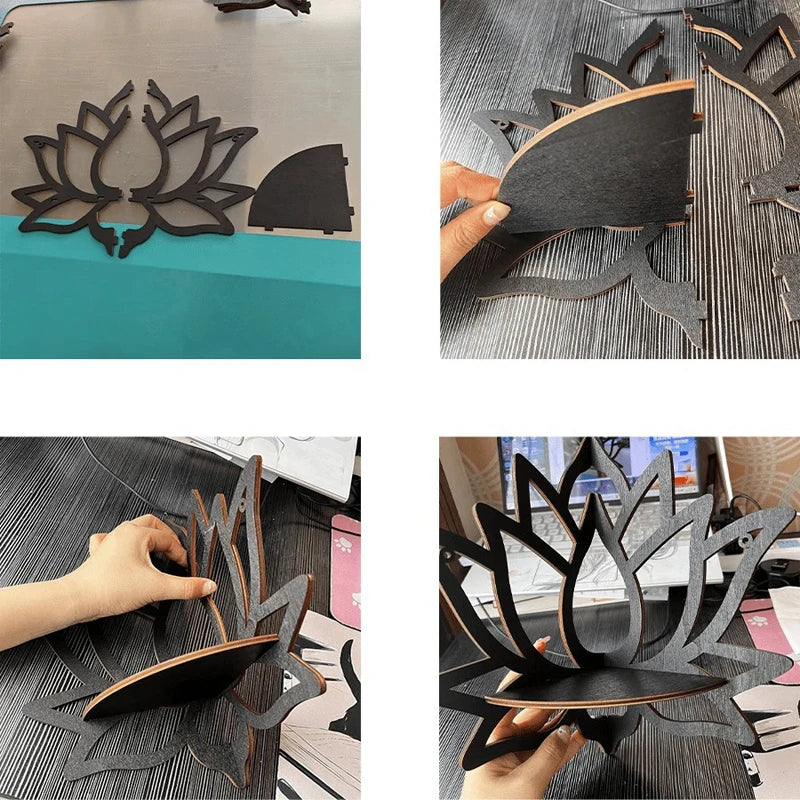 Wooden Lotus Hollow Decorative Rack Aromatherapy Organiser