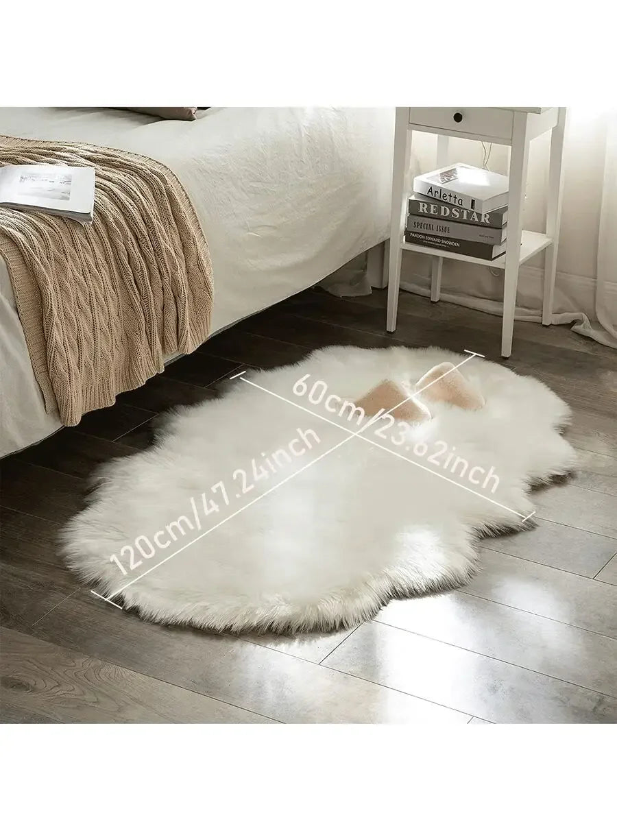 1PC Soft Faux Fur Rug White Fluffy Area Rug For Living Room