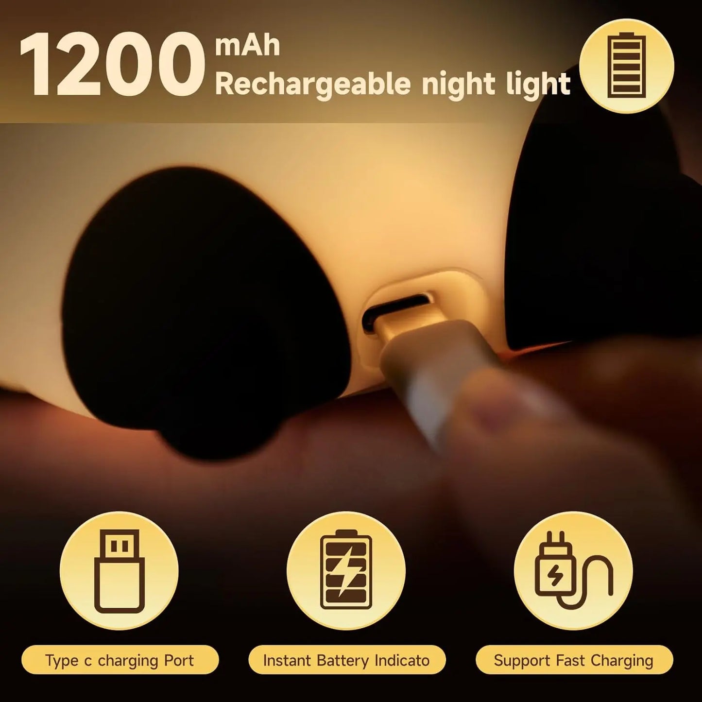 Panda Night Light Sleep Aid, 5.1 IN Soft Silicone, 3 Brightness & 30-Min Auto Off