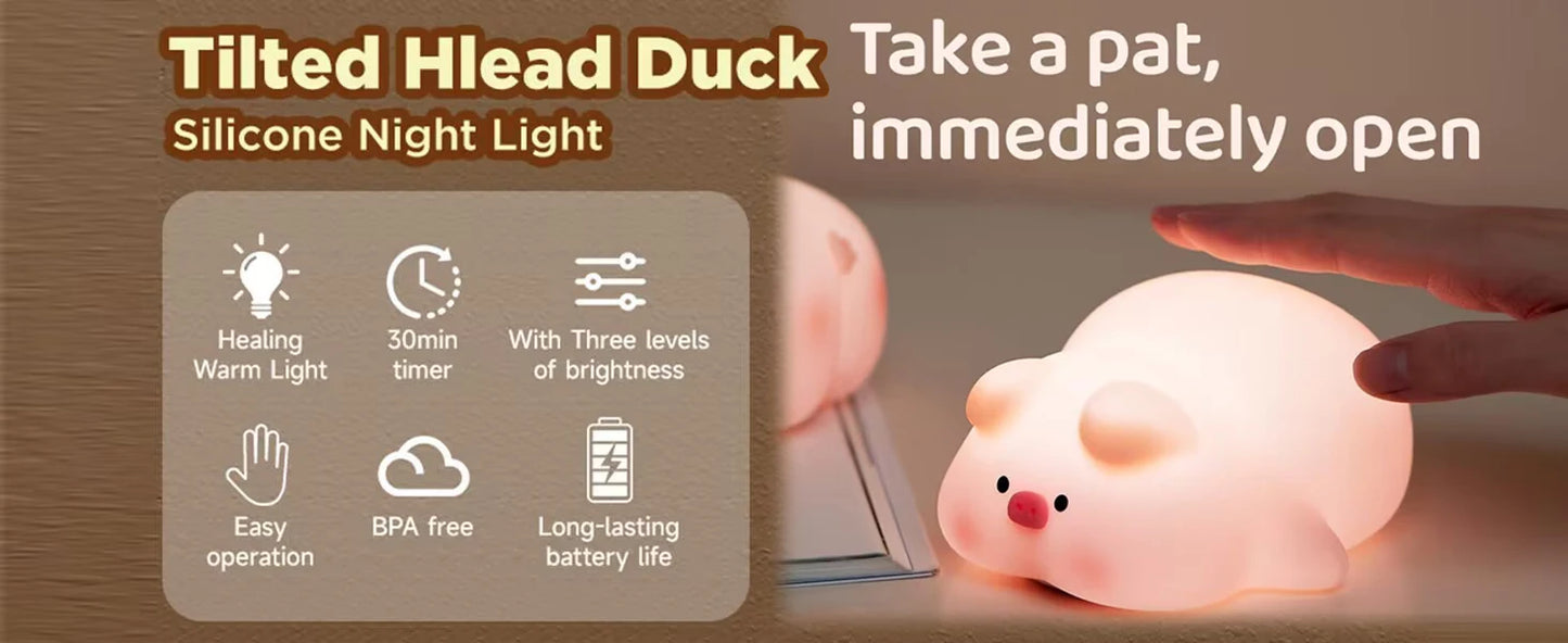 Panda Night Light Sleep Aid, 5.1 IN Soft Silicone, 3 Brightness & 30-Min Auto Off
