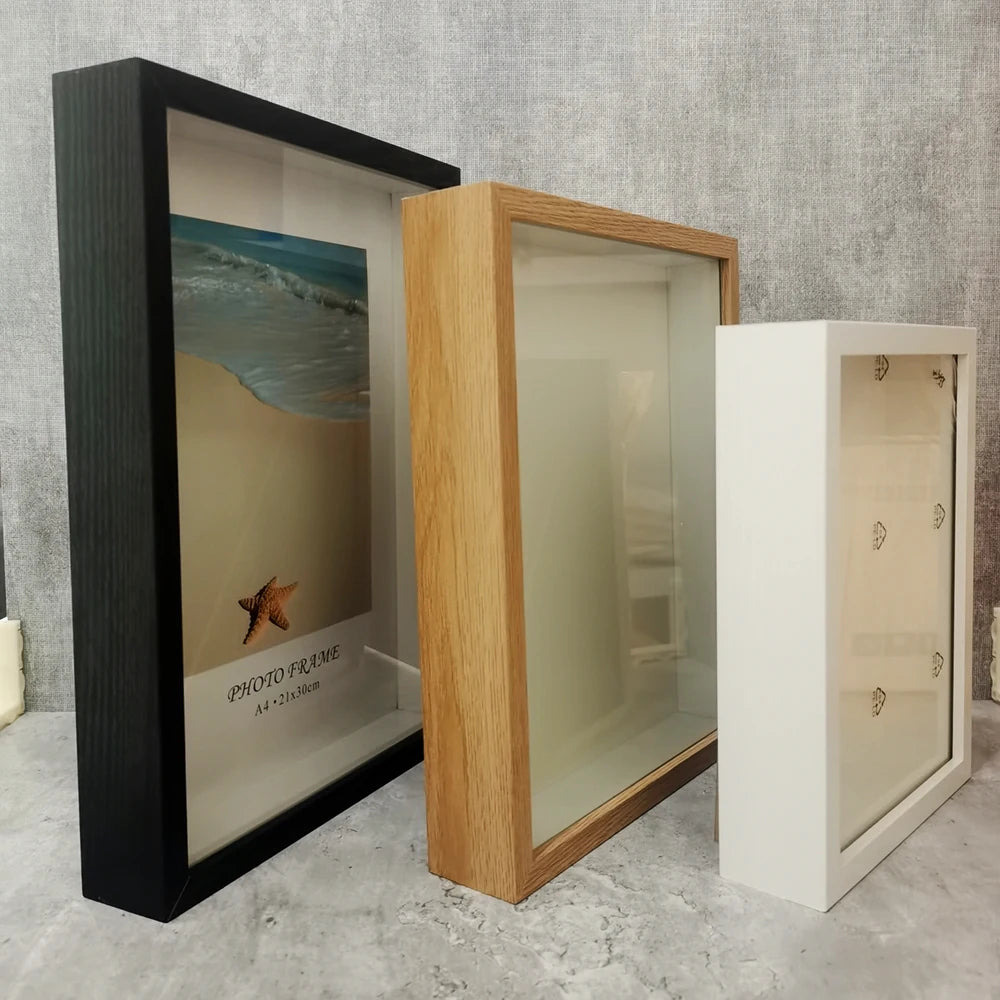 Shadow Box Depth 3cm Wooden Photo Frame for Displaying Three-Dimensional Works Nordic DIY Wood Picture Frame Photo Decor