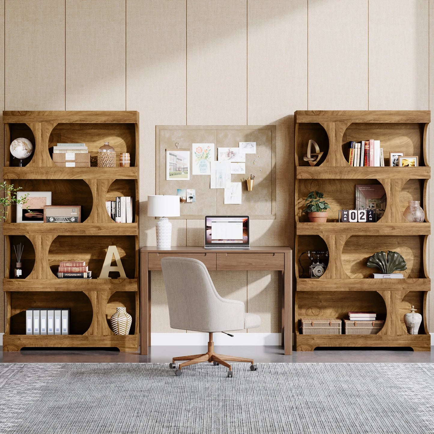 Tribesigns 71" Tall Bookcase, 4-Tier S-Shaped Bookshelf, Wood Decorative Storage Shelving, Modern Freestanding Display Shelves