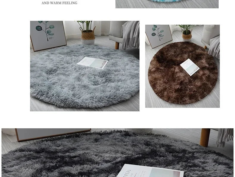 Ultra Soft Plush Round Rug Mat - Fluffy White Carpet for Living Room