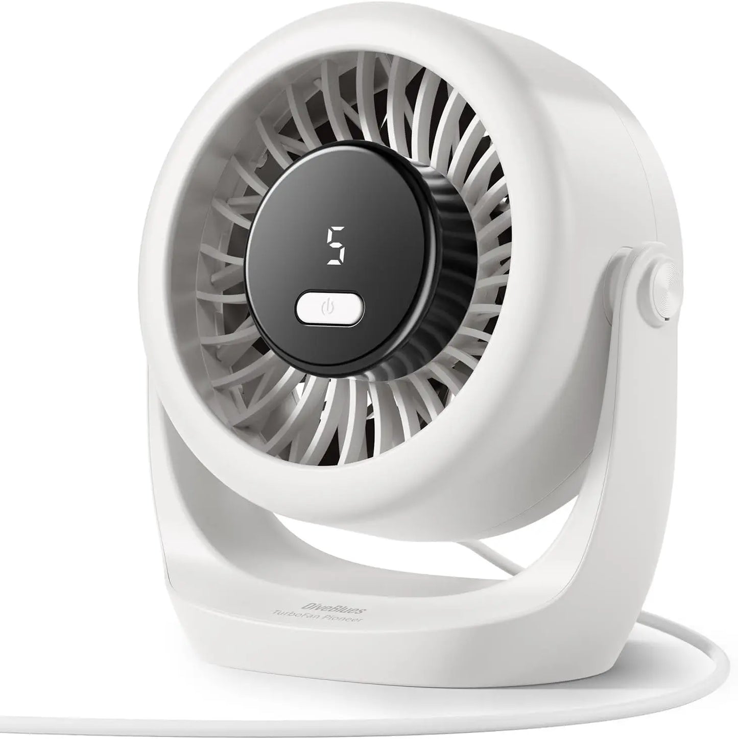 USB Desk Turbo Fan, Ultra-Quiet Mini Desk Fan, Powerful Wind, LED Display, 5 Speed, 360° Rotating Small Portable Fan for Home, Office and Outdoor Cool Tech Gadgets