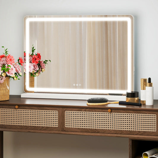 Dimmable Bathroom & Makeup Mirror | 3 Color Modes, Memory Function & Aluminum Frame