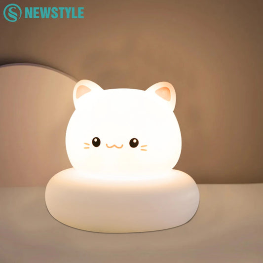LED Nursery Cat Night Light 3 Levels Dimmable Bedroom Nightlight