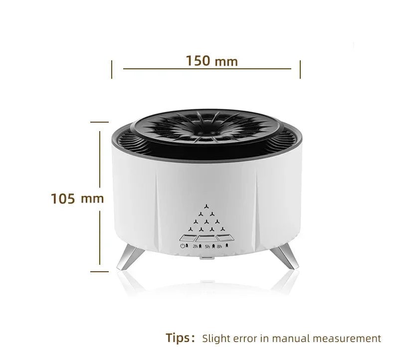 Flame Aroma Diffuser with White Noise Volcanic Lava Large Humidifier Jellyfish Mist Style Essential Oil Diffuser 3 Speed Modes
