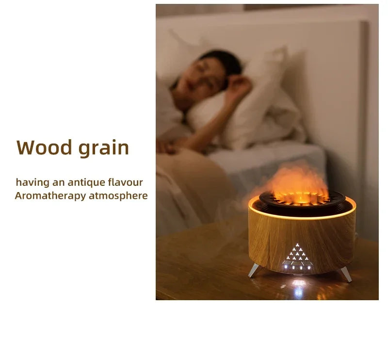 Flame Aroma Diffuser with White Noise Volcanic Lava Large Humidifier Jellyfish Mist Style Essential Oil Diffuser 3 Speed Modes