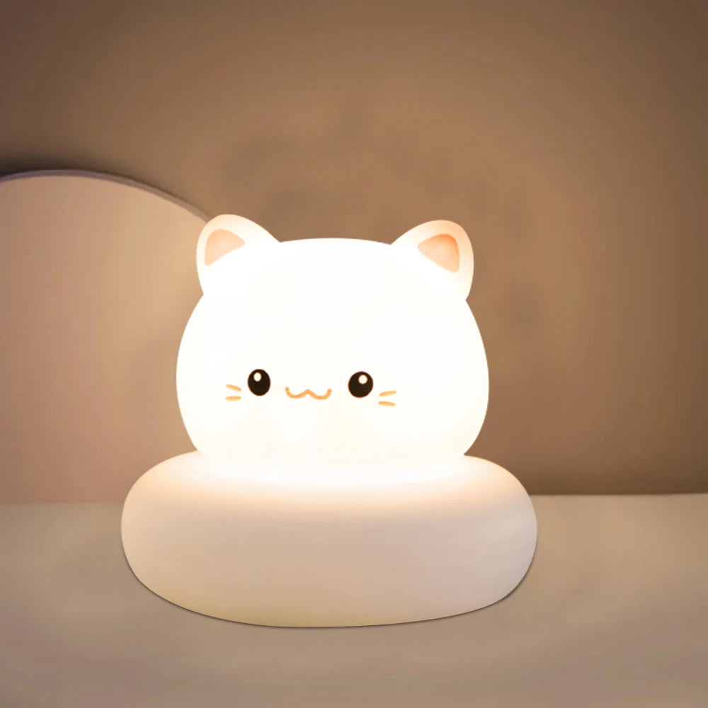 LED Nursery Cat Night Light 3 Levels Dimmable Bedroom Nightlight