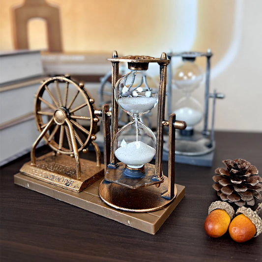Vintage Ferris Wheel Statue Hourglass Sand Clock Retro Desk Timer Decor for Living Room