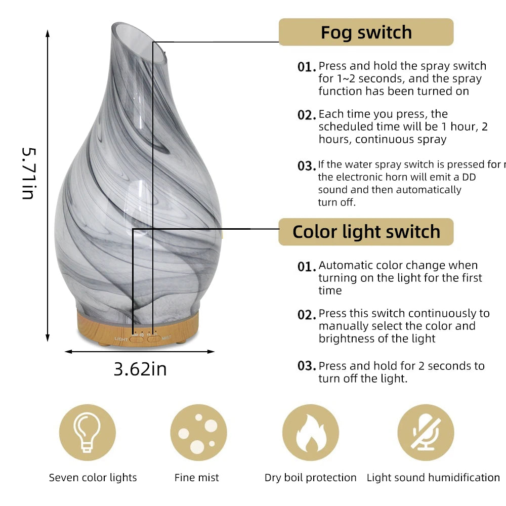 Create a Soothing Atmosphere Silent 200ml Aroma Diffuser with 7 Changing Colors & Timer, Perfect for Bedroom