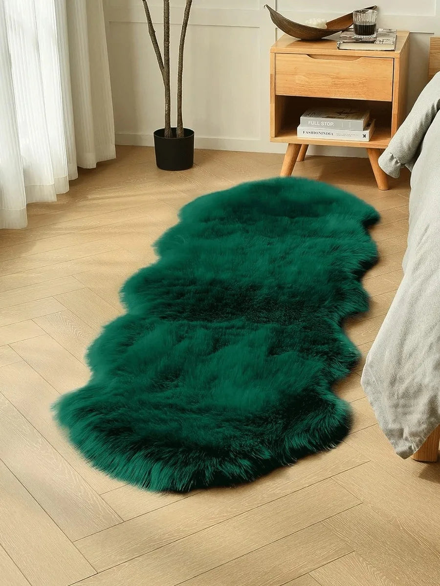 1PC Soft Faux Fur Rug White Fluffy Area Rug For Living Room