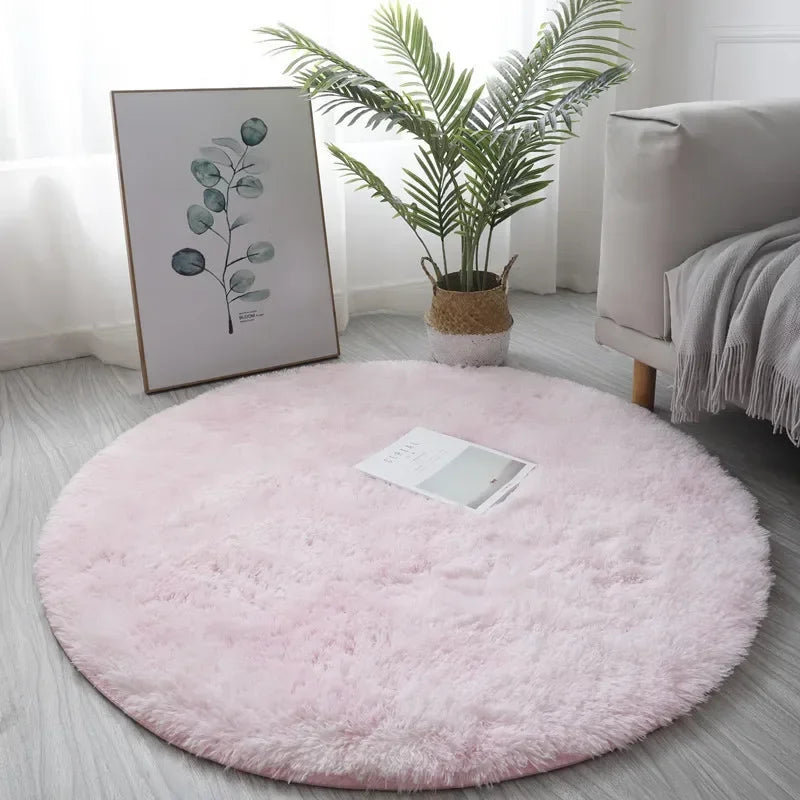 Ultra Soft Plush Round Rug Mat - Fluffy White Carpet for Living Room