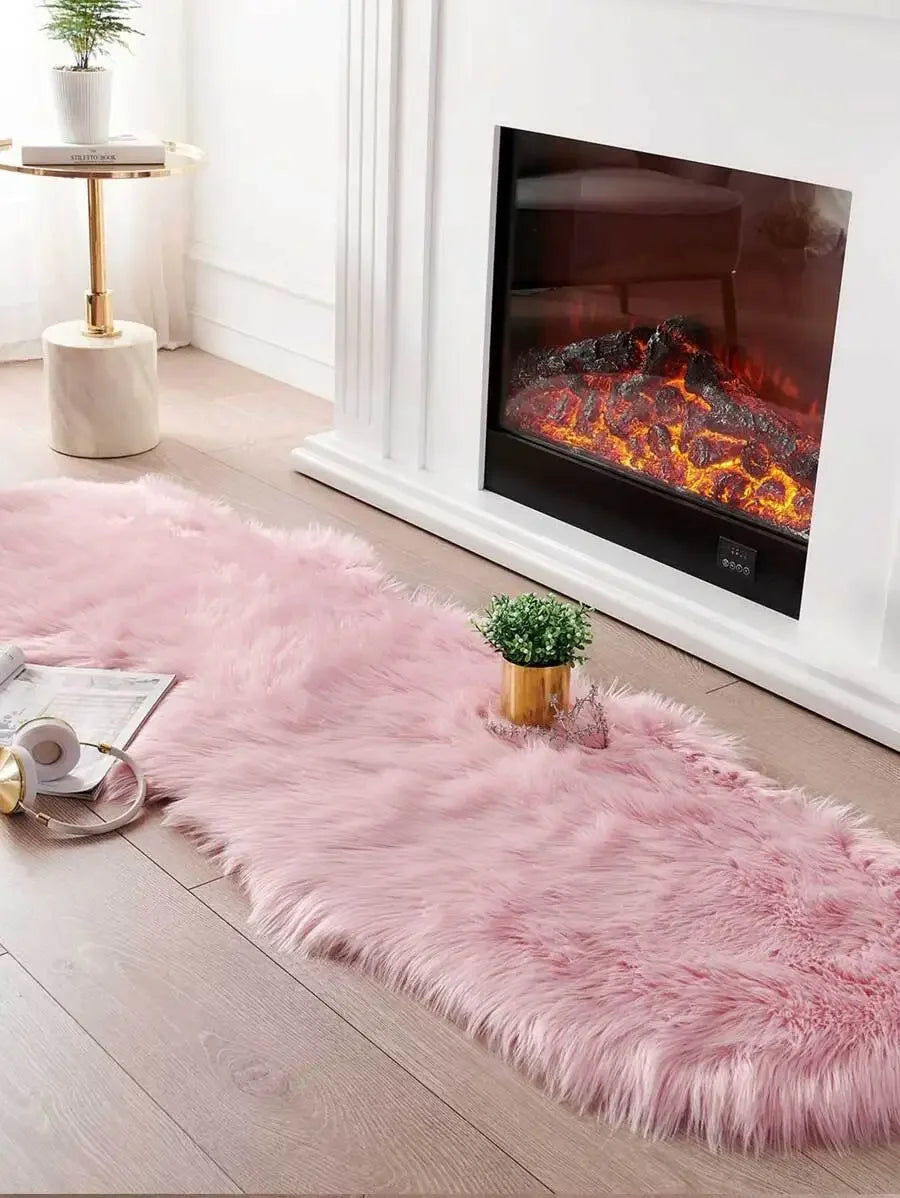 1PC Soft Faux Fur Rug White Fluffy Area Rug For Living Room