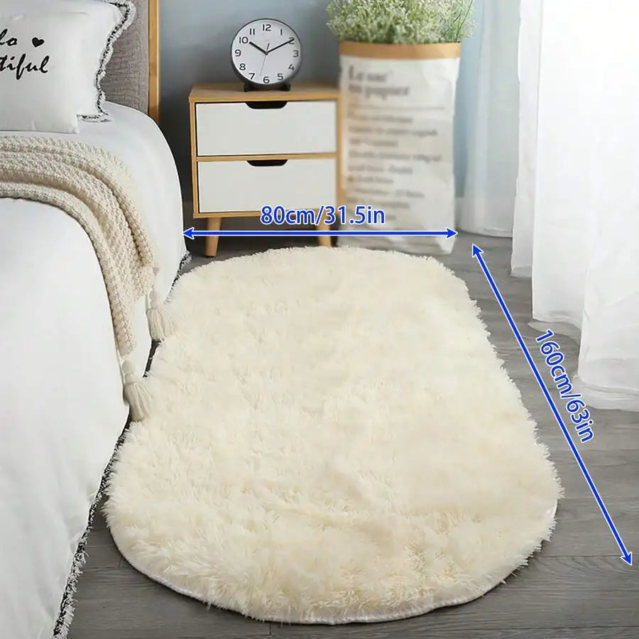 1pc Soft & Fluffy Oval Non-Slip Water-Resistant Carpet
