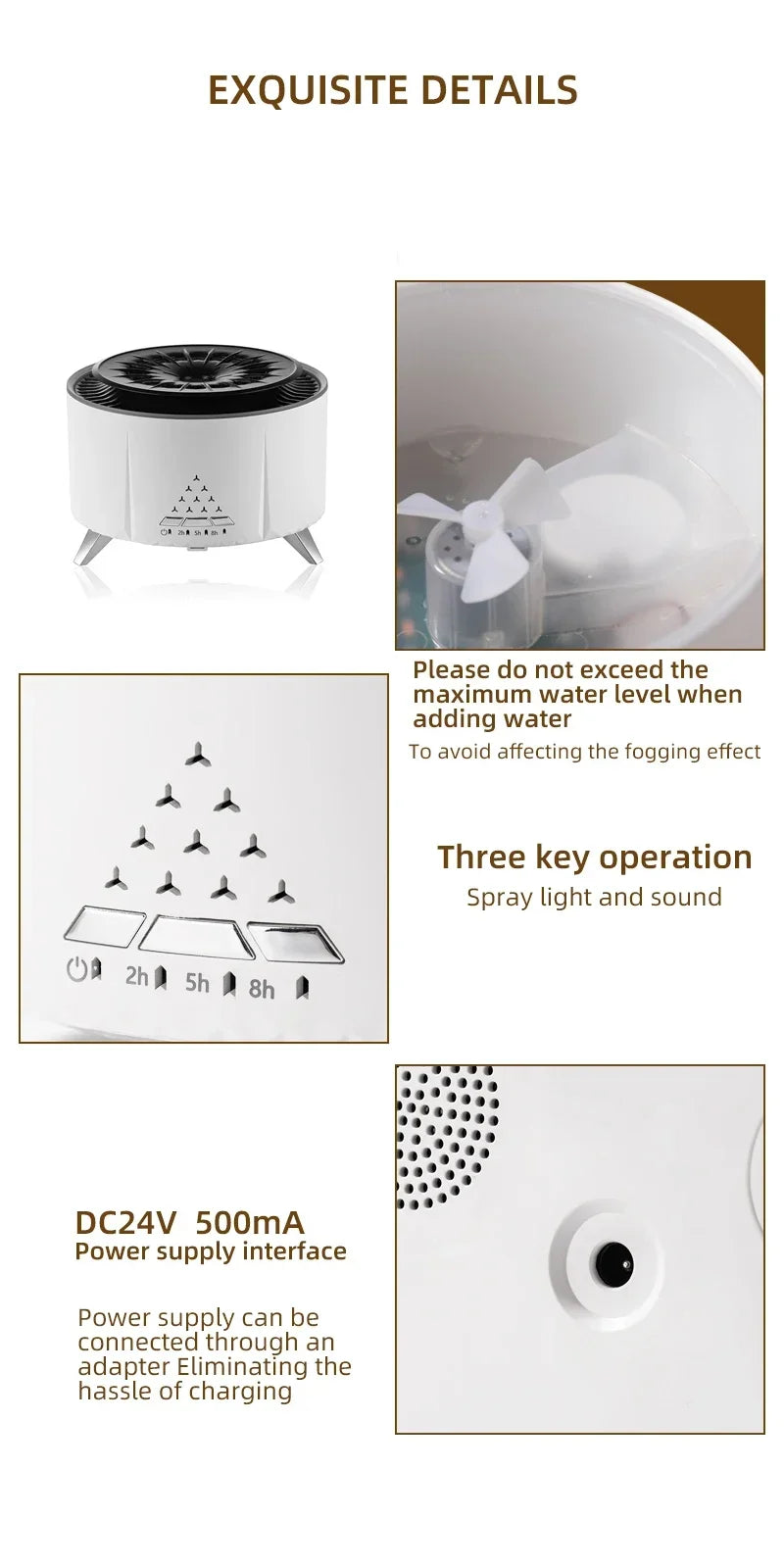 Flame Aroma Diffuser with White Noise Volcanic Lava Large Humidifier Jellyfish Mist Style Essential Oil Diffuser 3 Speed Modes