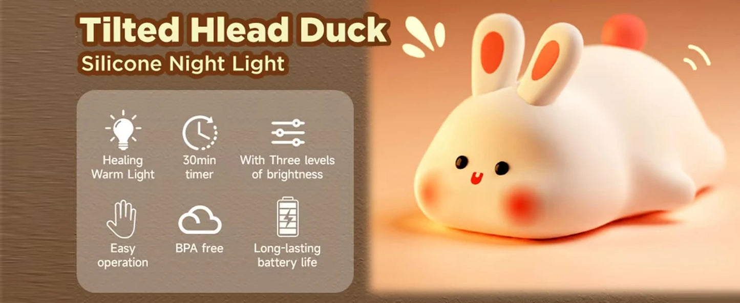 Panda Night Light Sleep Aid, 5.1 IN Soft Silicone, 3 Brightness & 30-Min Auto Off